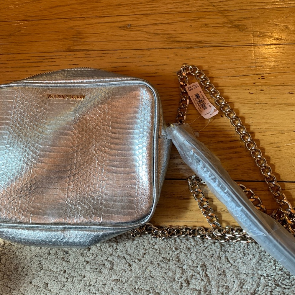 Victoria's Secret Silver Crossbody Bag with Textured Finish